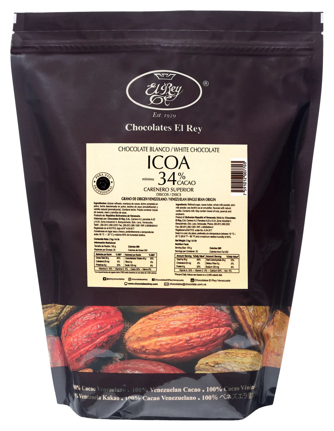 Icoa 34% White Chocolate